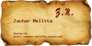 Zachar Melitta névjegykártya